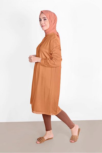 TRENDTESETTÜR Women's Brown (CAMEL) Buttoned Tunic 19705