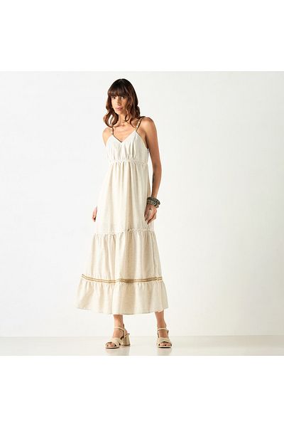 2Xtremz Lace Detail Sleeveless Tiered Dress with V-neck