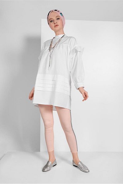 TRENDTESETTÜR Γυναικείο Κρεμ μανίκι Flounced Tunic 77202
