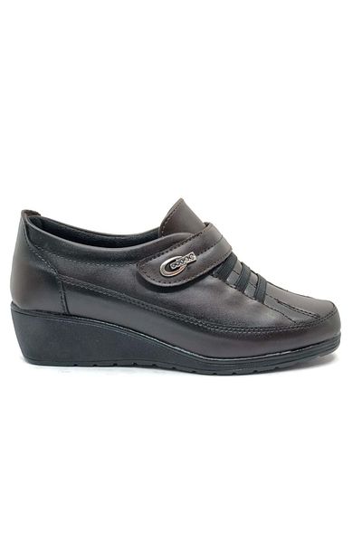 Kocamanlar Ayakkabı Oxford Classic Women's Shoes - Berfilla Velcro, Brown