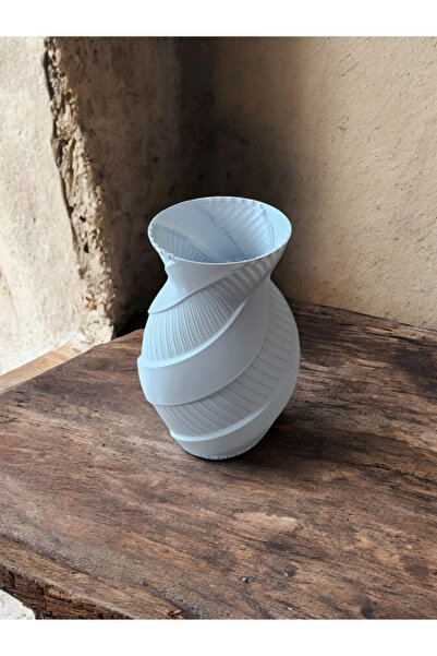 ALMİLA 3D ELEGANT TASARIM DEKORATİF VAZO EMAYE BEYAZ