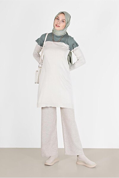 Alvina TWO COLOR SHOULDERS FRILLED KNITWEAR TUNIC 42040