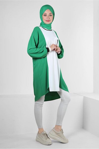 Alvina Two-Color Tunic with Elastic Cuffs 43914