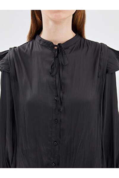 LC Waikiki LCW Modest  Bağlamalı Yaka Oversize Saten Kadın Bluz