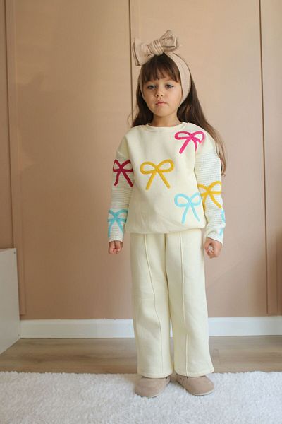 öykümgaleria Girl's Winter 3 Thread Raised Bottom Top Set