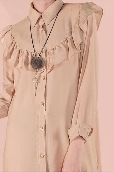 TRENDTESETTÜR Women's Beige (STONE) Buttoned Tunic 4404