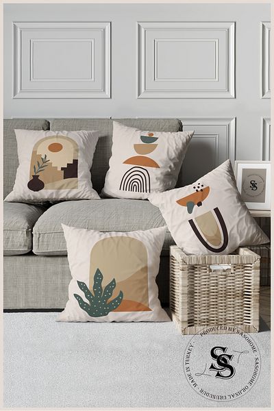 SasoHome Suprarealist etnic african - Set de 4 huse de pernă imprimate digital (potrivite pentru orice loc)