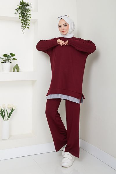 Pamuk Butik Γυναικείο Σετ δύο κομματιών πουκάμισο με δύο κλωστές με γαρνιρισμένο παντελόνι
