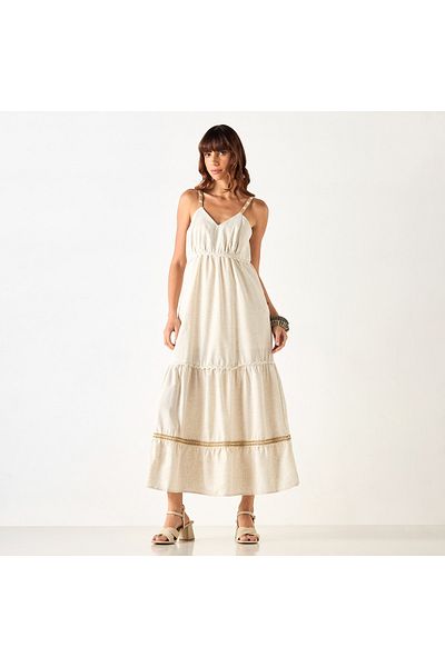 2Xtremz Lace Detail Sleeveless Tiered Dress with V-neck