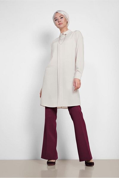 TRENDTESETTÜR Women's Burgundy (K.BORDO) High Waist Trousers 7548