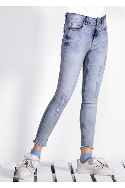 TRENDTESETTÜR Women's Blue Vintage Detailed Denim Trousers 7338
