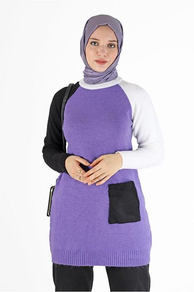 Alvina TRI-COLOR POCKET DETAILED KNITWEAR TUNIC 42053
