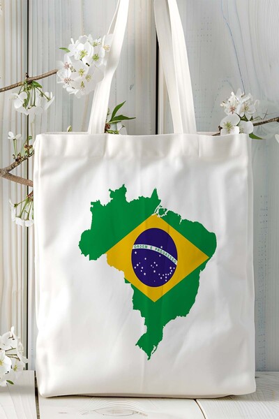 ART HEDİYE Model de geantă de umăr din pânză imprimată cu steagul Braziliei