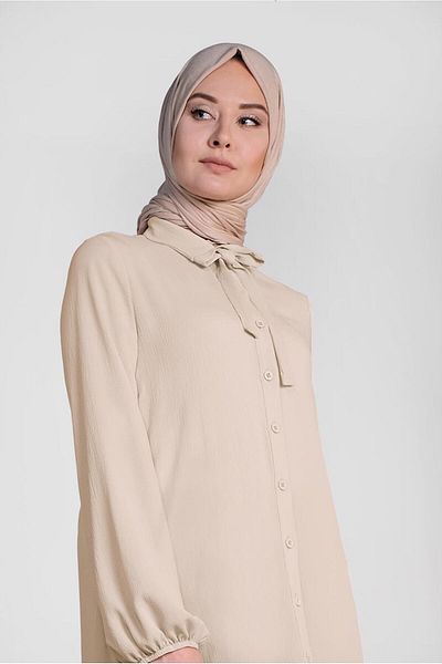 TRENDTESETTÜR Women's Ecru (VANILLA) Gathered Back Tunic 4851