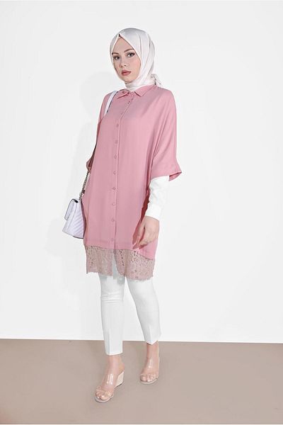 TRENDTESETTÜR Women's Powder (K.PUDRA) Lace Tunic 4122