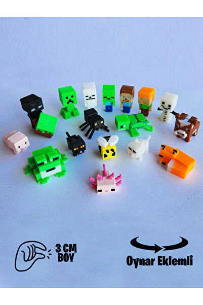 Suelo Butik Minecraft 17 Parça Mini Figür Seti Oyuncak (EKLEMLERİ HAREKETLİ F...