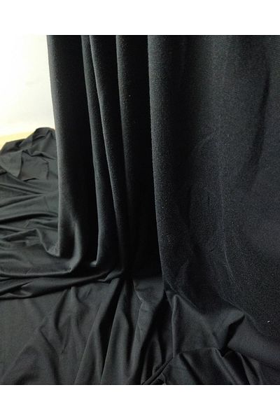Kumaş Parça Μαύρο πλεκτό ζέρσεϊ Interlock - 150cm Πλάτος x 180cm Μήκος (Χτενισμένο Βαμβάκι)
