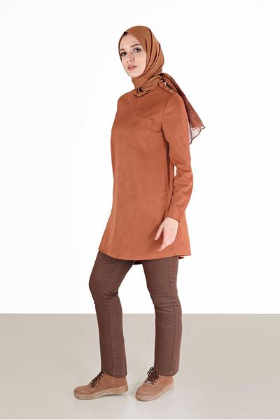 Alvina ASYMMETRIC CUT SUEDE TUNIC WITH BUTTON DETAIL 42430