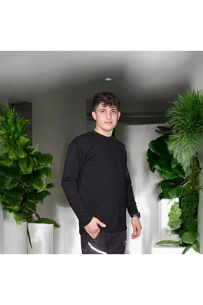 KILIÇ MODA SWEAT NEGRU BĂRBAȚI CU GÂT DE BICICLETA