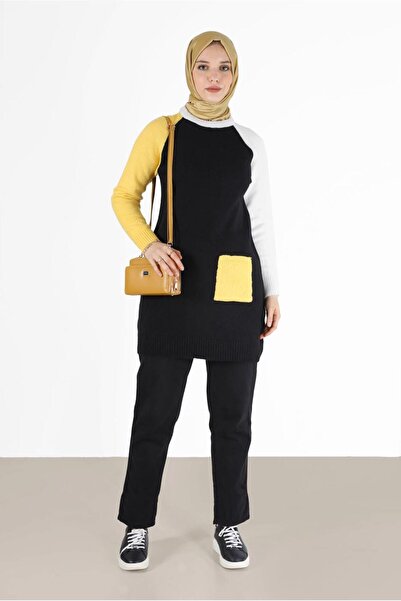 Alvina TRI-COLOR POCKET DETAILED KNITWEAR TUNIC 42053