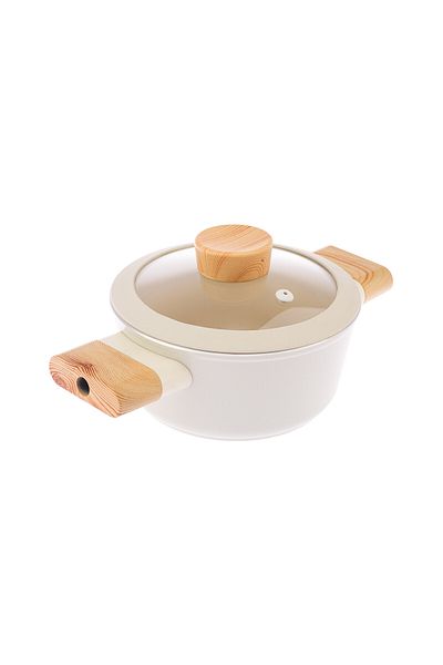AVCI HOME MAKER Swiss Crystal Ceramic Casserole, 18cm Glass lid with silicone edge, wood handle and knob