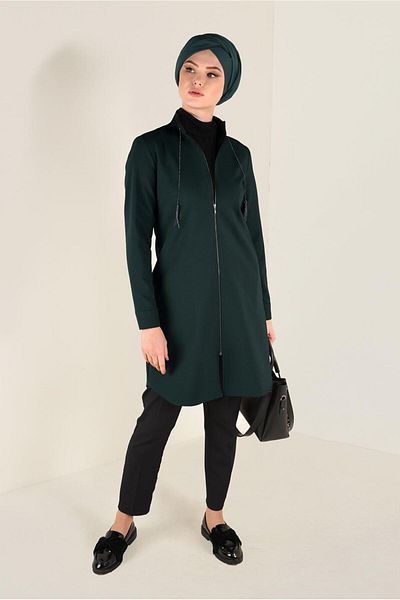 TRENDTESETTÜR Γυναικείο Πράσινο (Σμαραγδένιο) Γιακάς Δεσμάτων Αλυσίδα Λεπτομερές τουνίκ 4772