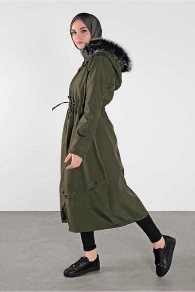 TRENDTESETTÜR Women's Khaki Hooded Coat 453