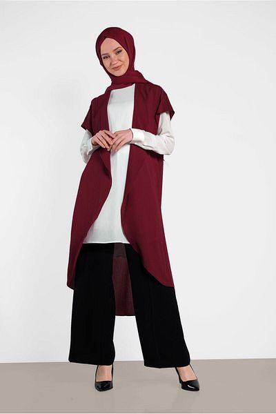 TRENDTESETTÜR Women's Red (Red) 2-Piece Shoulder Detailed Tunic 4475