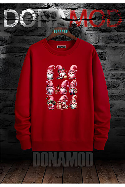 donamod 2025 Санта Клаус - Червоний велосипедний комір Ялинка Світшот