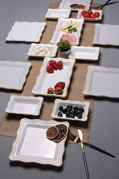 Home 14 Parça 6 Kişilik Yaldızlı Serenat Kahvaltı Takımı