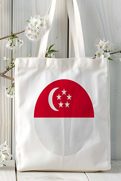 ART HEDİYE Singapore Singapore flag Geantă de umăr din pânză imprimată