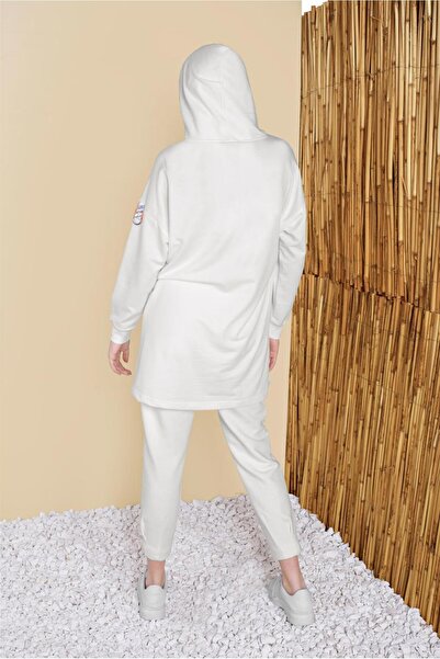TRENDTESETTÜR 80012 Model Tunic with Hood and Print Detail