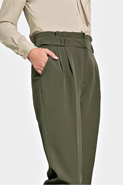 TRENDTESETTÜR Women's Khaki High Waist Trousers 70007