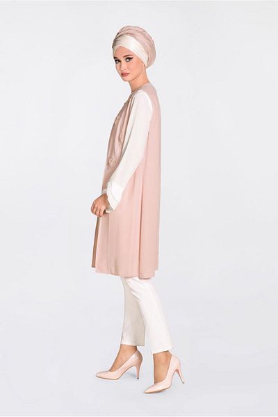 TRENDTESETTÜR Women's Powder Embroidered Guipure Detailed 2-Piece Tunic 4278