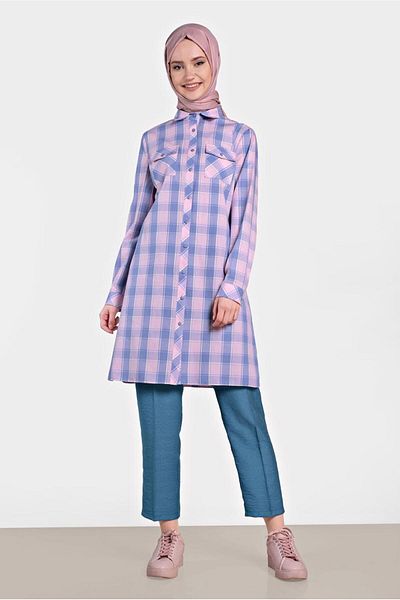 TRENDTESETTÜR Pantaloni de damă bleumarin (INDIGO) plisați cu nasturi 7586