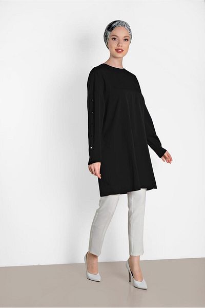TRENDTESETTÜR Women's Black Classic Tunic - 4415