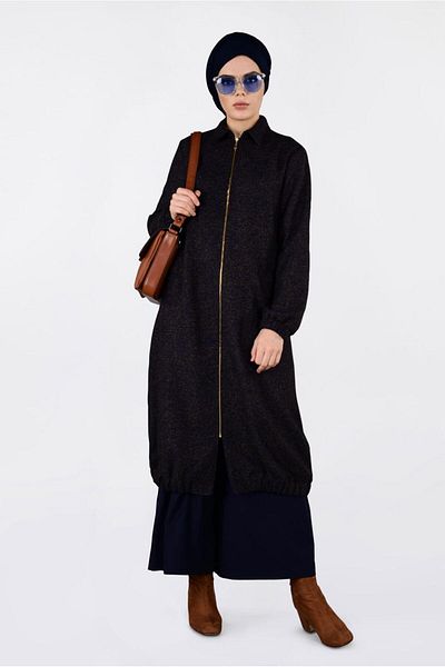 TRENDTESETTÜR Γυναικεία φούστα Navy Blue - Με ελαστική άκρη και φερμουάρ σε όλο το μήκος 4821