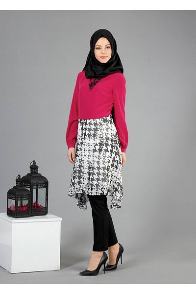 TRENDTESETTÜR Women's Fuchsia T 4642 Criss Tunic