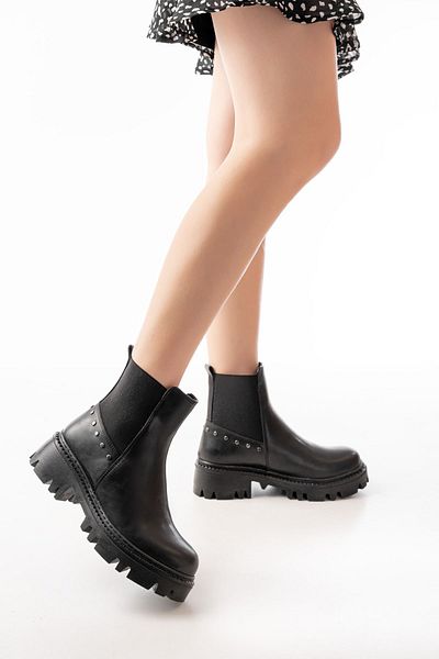 MarjinalTrendim Efe 868-2005 Cizme de damă casual din cauciuc negru