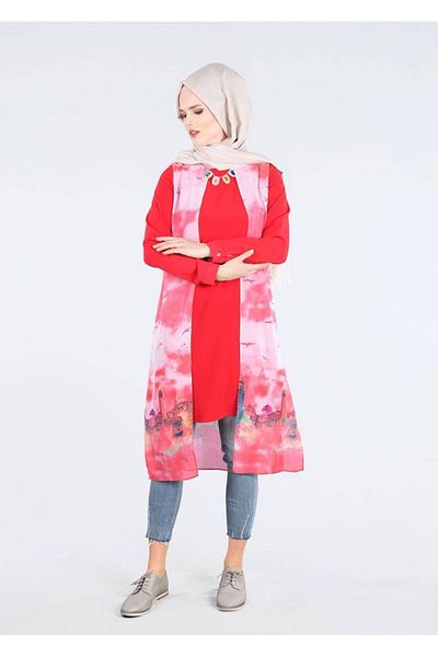 TRENDTESETTÜR Women's Coral T 4401 Criss Hijab Tunic