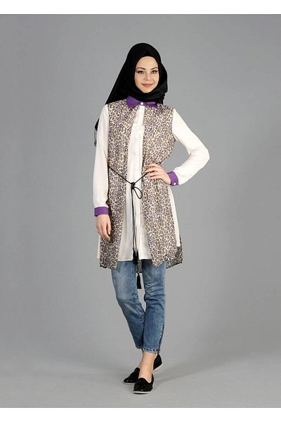 TRENDTESETTÜR Women's Purple T 4947-1 Evita Hijab Tunic
