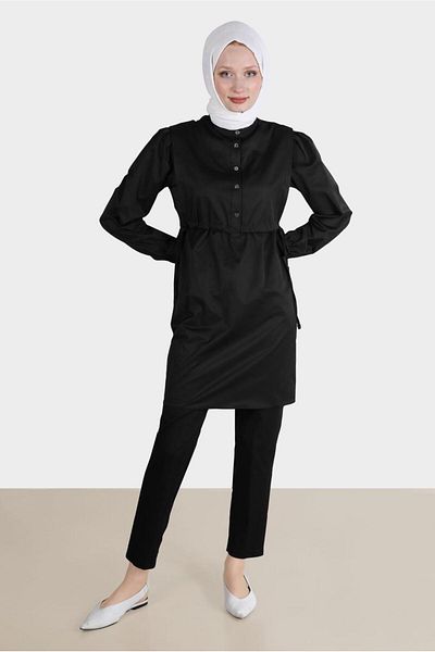 Alvina Tunic 42664 - Gathered Waist and Buttoned