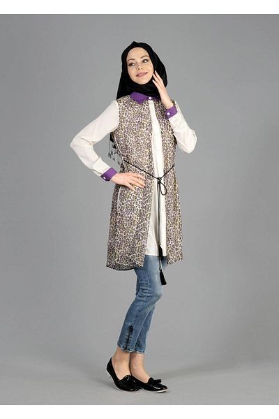 TRENDTESETTÜR Women's Purple T 4947-1 Evita Hijab Tunic