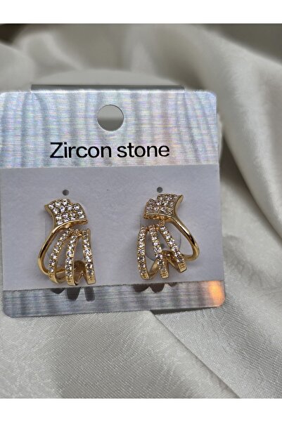 Merlina Gold Taşlı Zirkon küpe