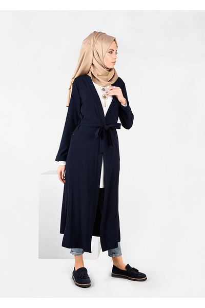 TRENDTESETTÜR Γυναικείο μπουφάν Navy Blue με σχισμές στο πλάι 4934