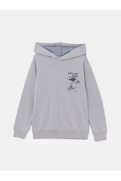 LC Waikiki Детски суитшърт с качулка и щампа LCW за момчета