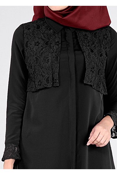TRENDTESETTÜR Women's Black Lace Detailed Tunic 87215