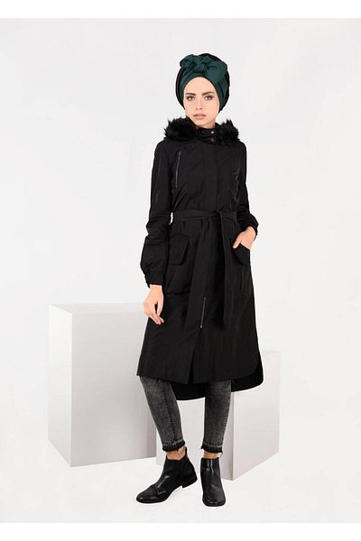 TRENDTESETTÜR Καμπαρντίνα με λαστιχένιες μανσέτες και βελούδινη λεπτομέρεια 1947