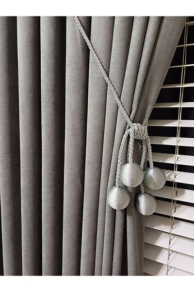 venedik home Luxury Velvet Textured Grey Island Background Curtain - 1X3 Close Pleat High Quality Gift Accessory