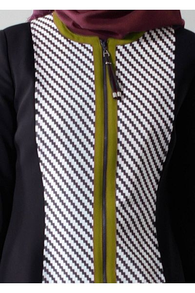 TRENDTESETTÜR Καμπαρντίνα με φερμουάρ Zigzag μοτίβο Crew Neck Trench 1624